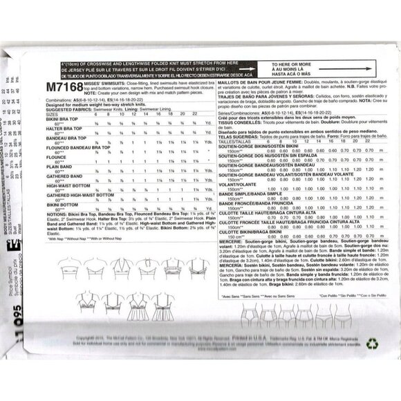 McCall's M7168 Misses 6 to 14 Bikini Swimsuits Uncut Sewing Pattern - Picture 2 of 2